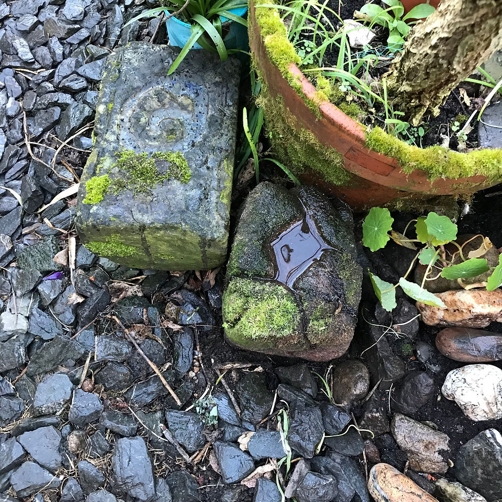 stone sculptures weathered & with resin