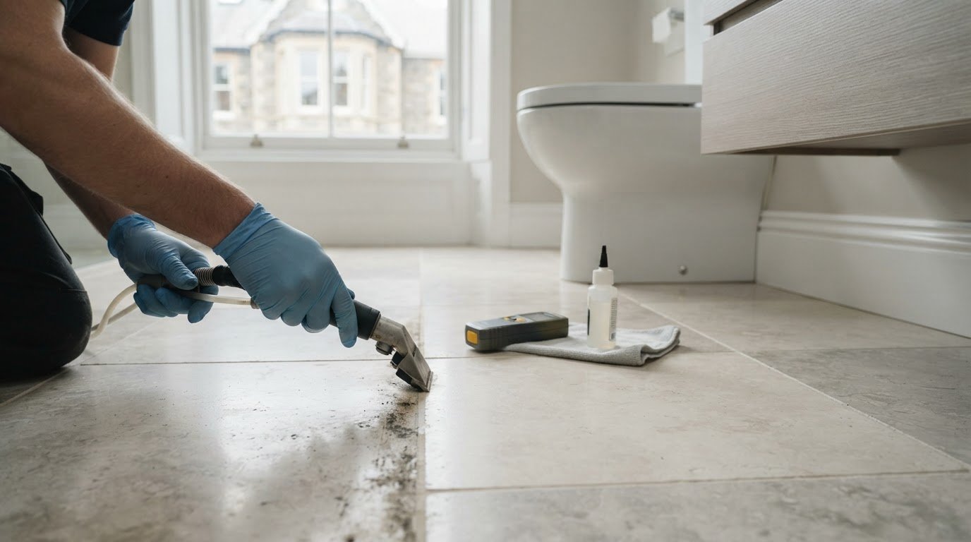Grout cleaning and sealing in Cardiff, including mould removal