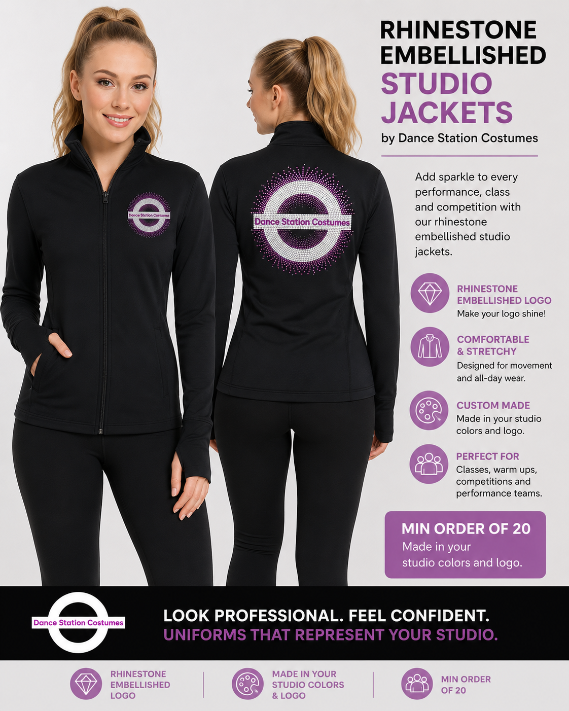 Slim fit rhinestone jackets and legging