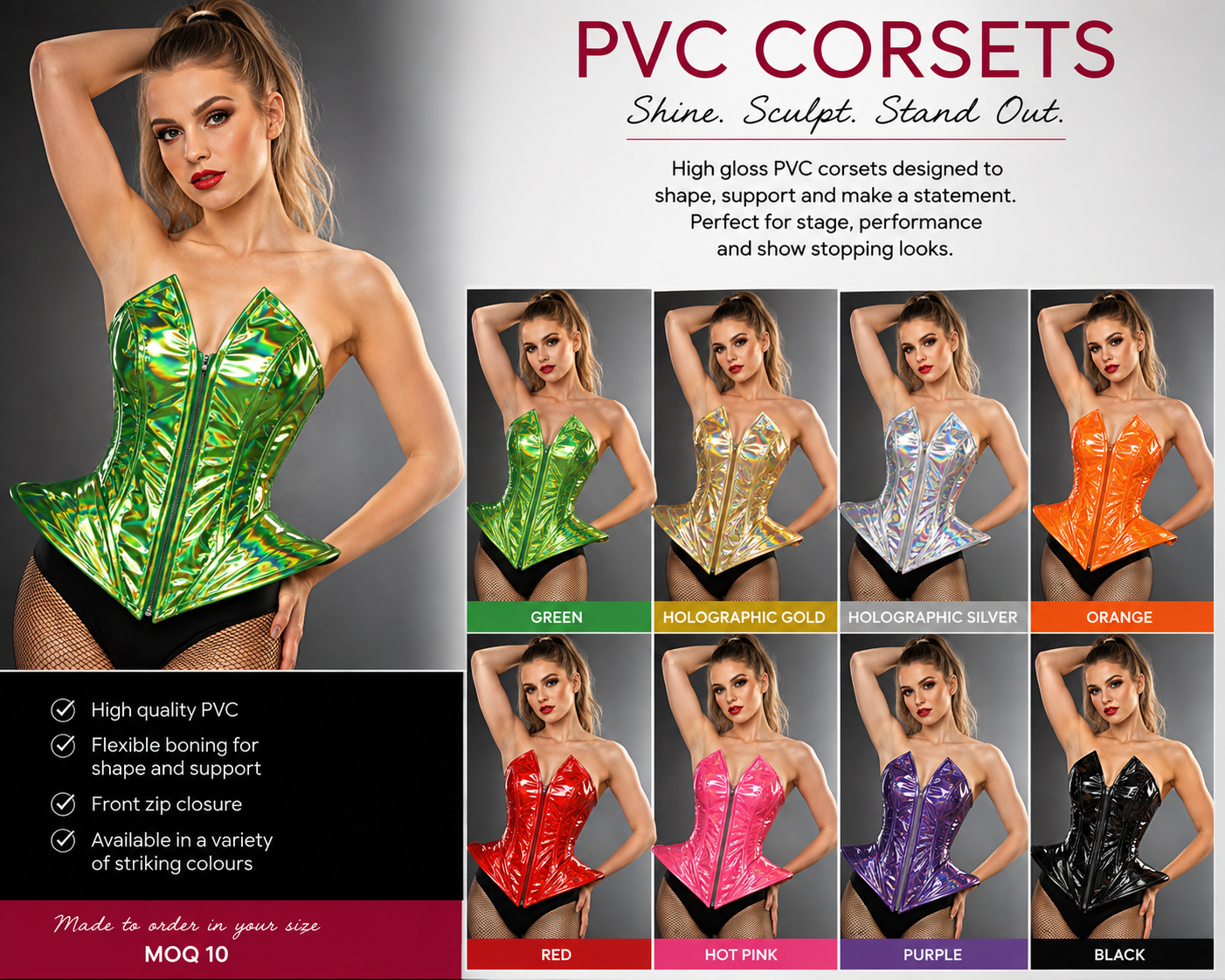 Metallic PVC full corsets