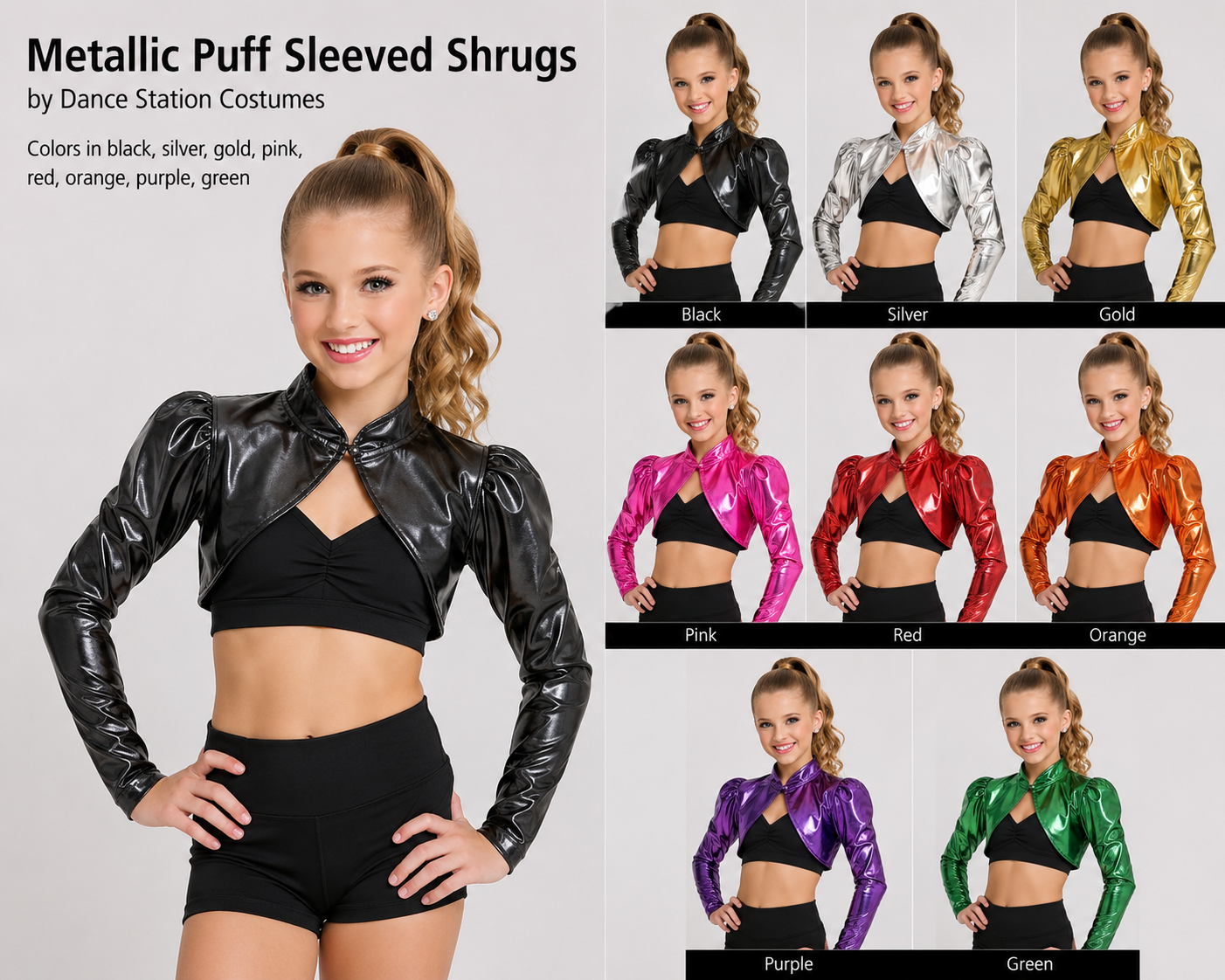 Metallic puff sleeved shrugs