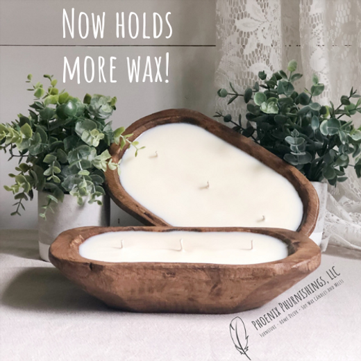 3 wick-gifts Dough bowl soy candles home decor-Natural Wood