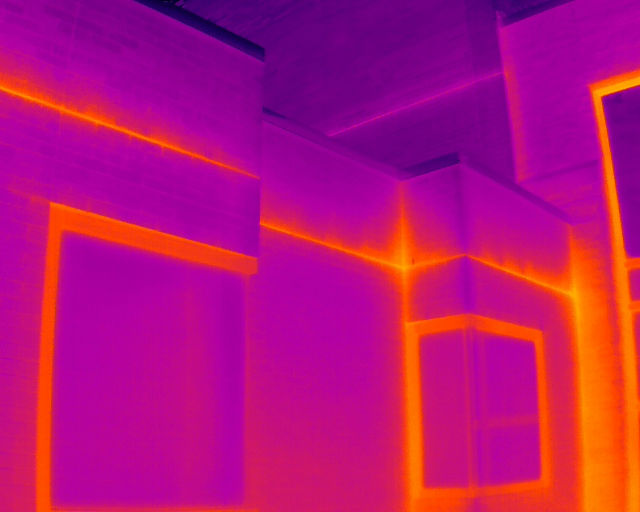 Thermal Image of Building Facade with possible Air Leak