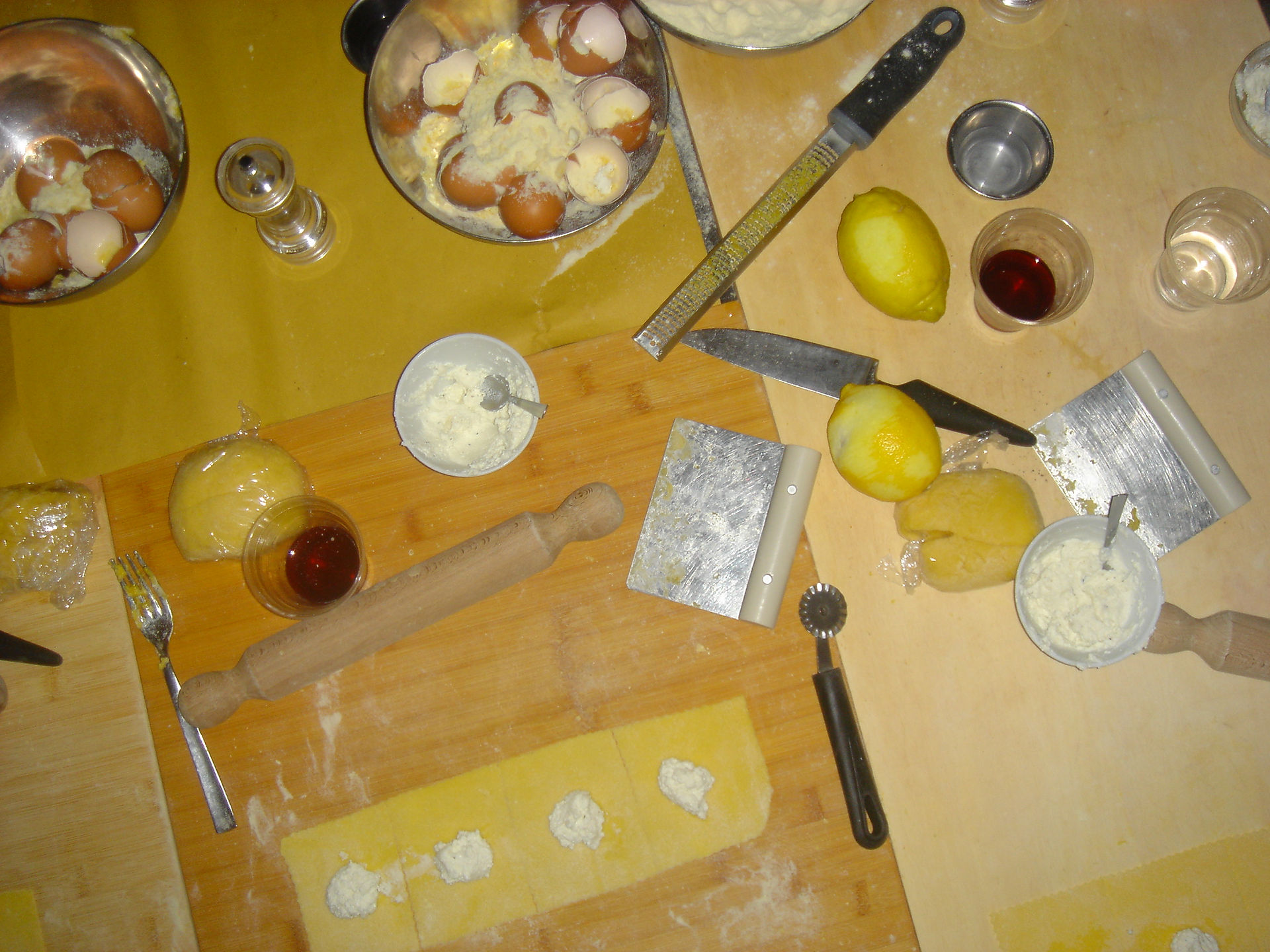 Stuffing the tortellini with the ricotta pepper lemon filling