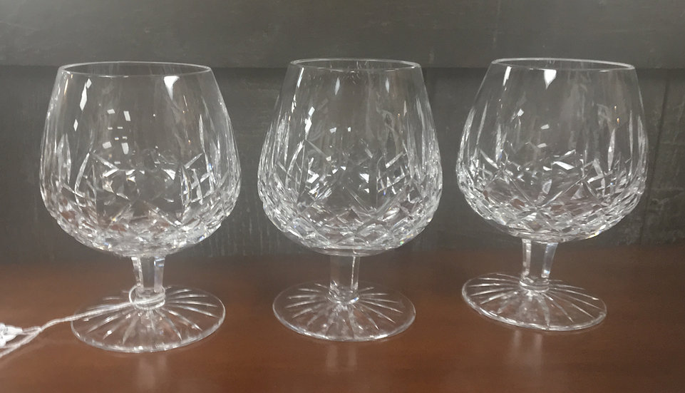 SET OF THREE WATERFORD CRYSTAL LISMORE BRANDY BALLOON GLASSES website