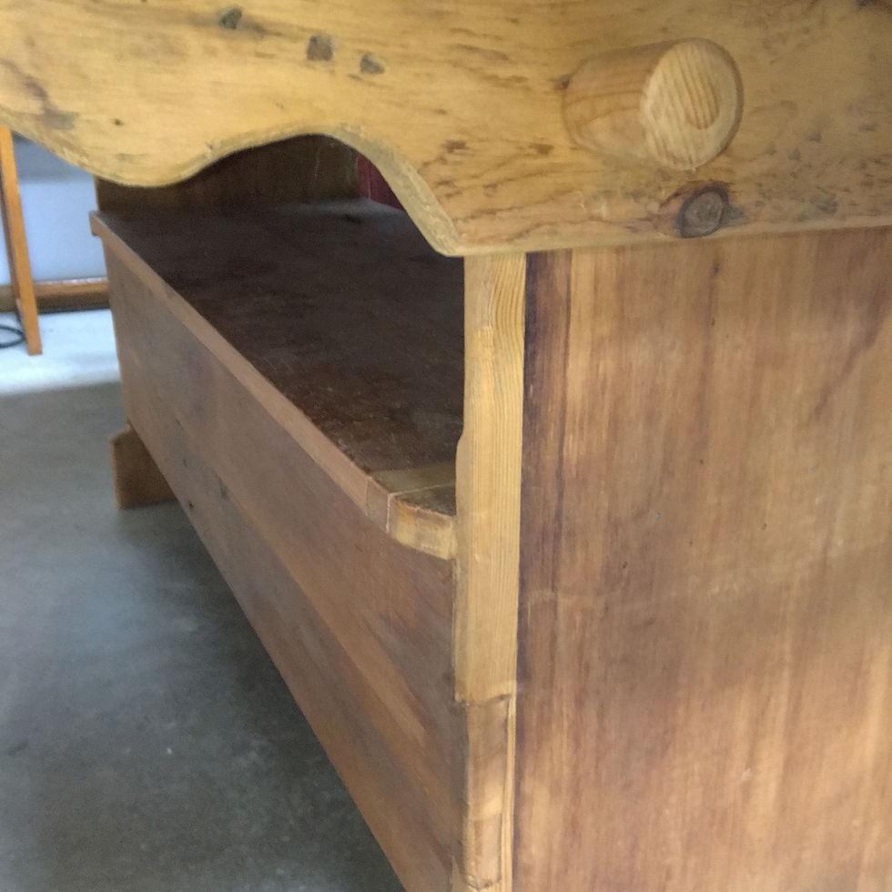 Thumbnail: EARLY PINE TILT-TOP BENCH TABLE & 5 CHESTNUT WINDSOR CHAIRS - SOLD