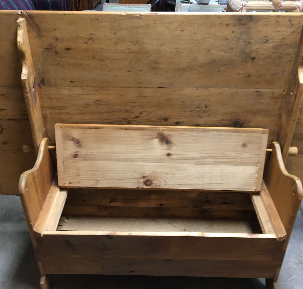 Thumbnail: EARLY PINE TILT-TOP BENCH TABLE & 5 CHESTNUT WINDSOR CHAIRS - SOLD