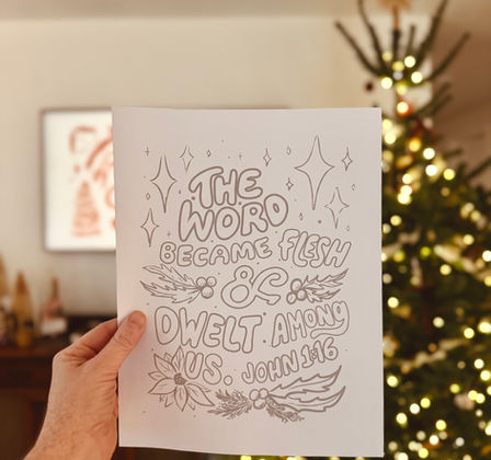Merry and bright christmas tree coloring page with retro vibes
