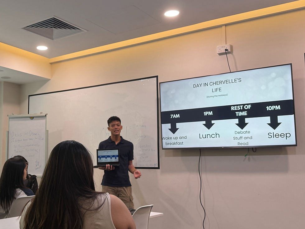 Zachary presenting a timeline