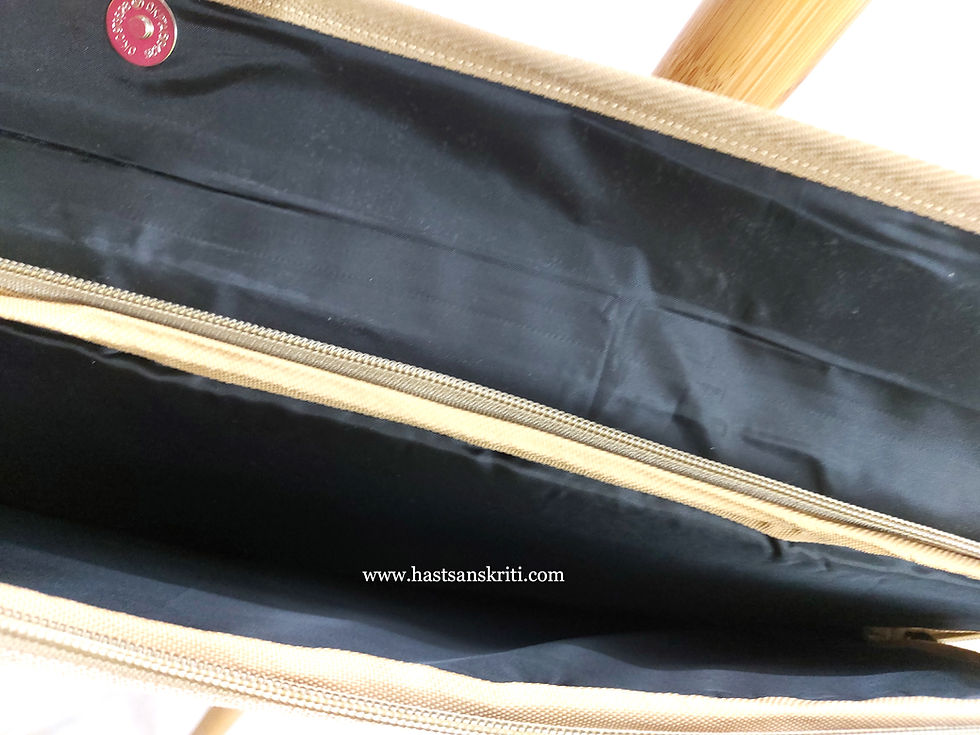 Thumbnail: "Lucky Bird" Hand Painted Madhubani Jute Trendy Laptop Bag