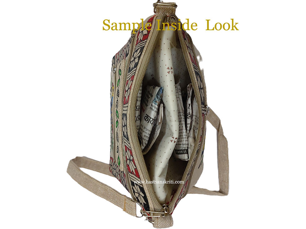 Thumbnail: "The Peacock" Hand Painted Madhubani Cross Bag