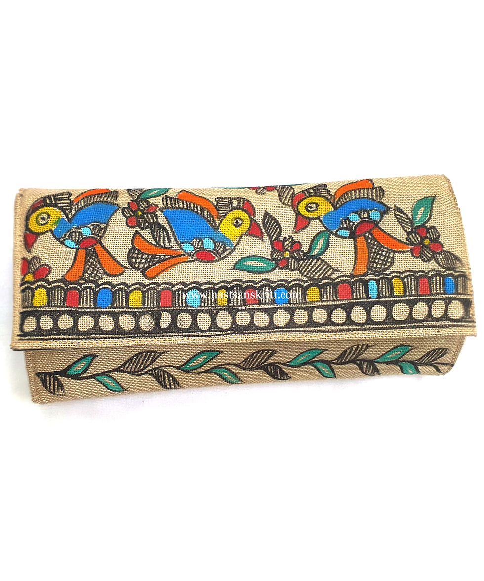 3 Birds with Flower Jute Clutch