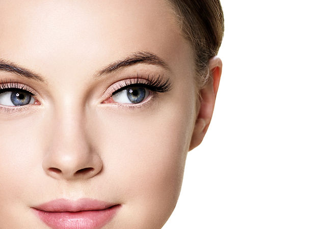 Eyes lashes woman closeup isolated on wh