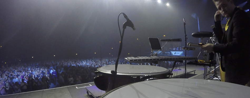 Dan paying on stage with the Drifters at Wembley Arena as prt of th Legends Live Tour