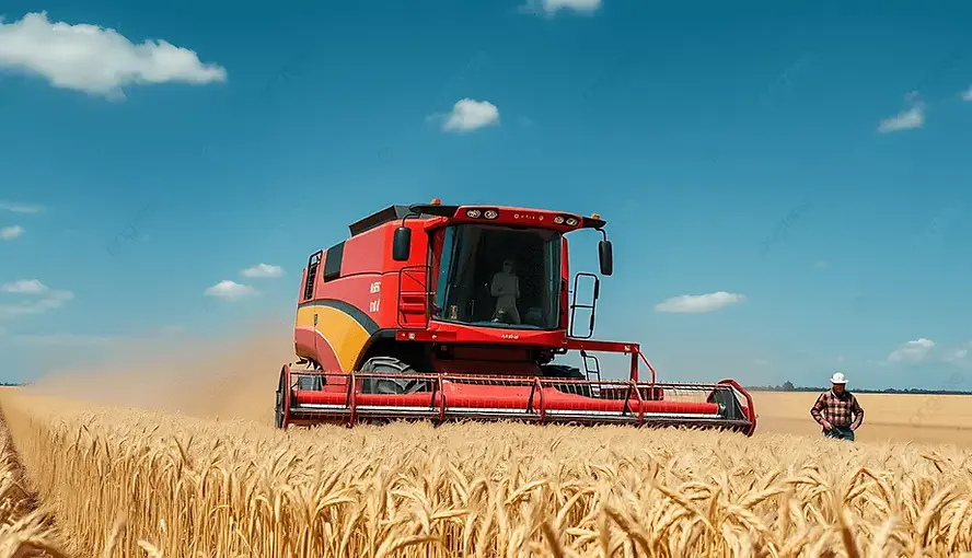 pngtree-combine-harvester-working-in-wheat-field-with-person-observing-nearby-image_205811