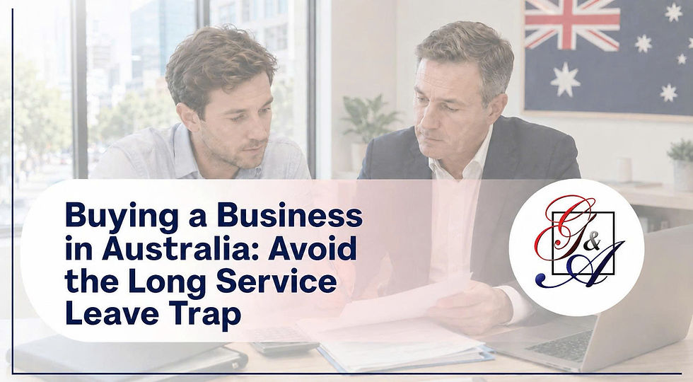 Two business advisors reviewing documents when buying a business in Australia - long service leave due diligence