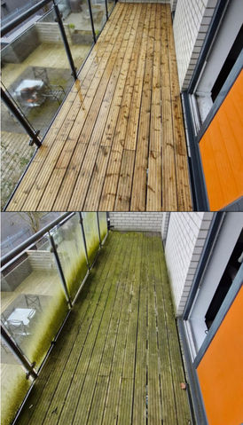 Decking before and after pressure washing service 