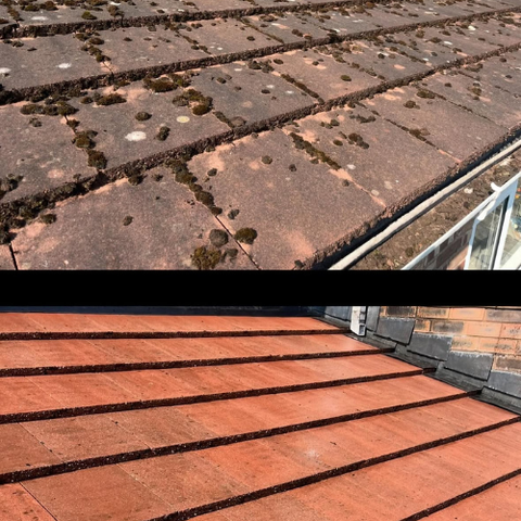 Roof cleaning services Manchester before and after 