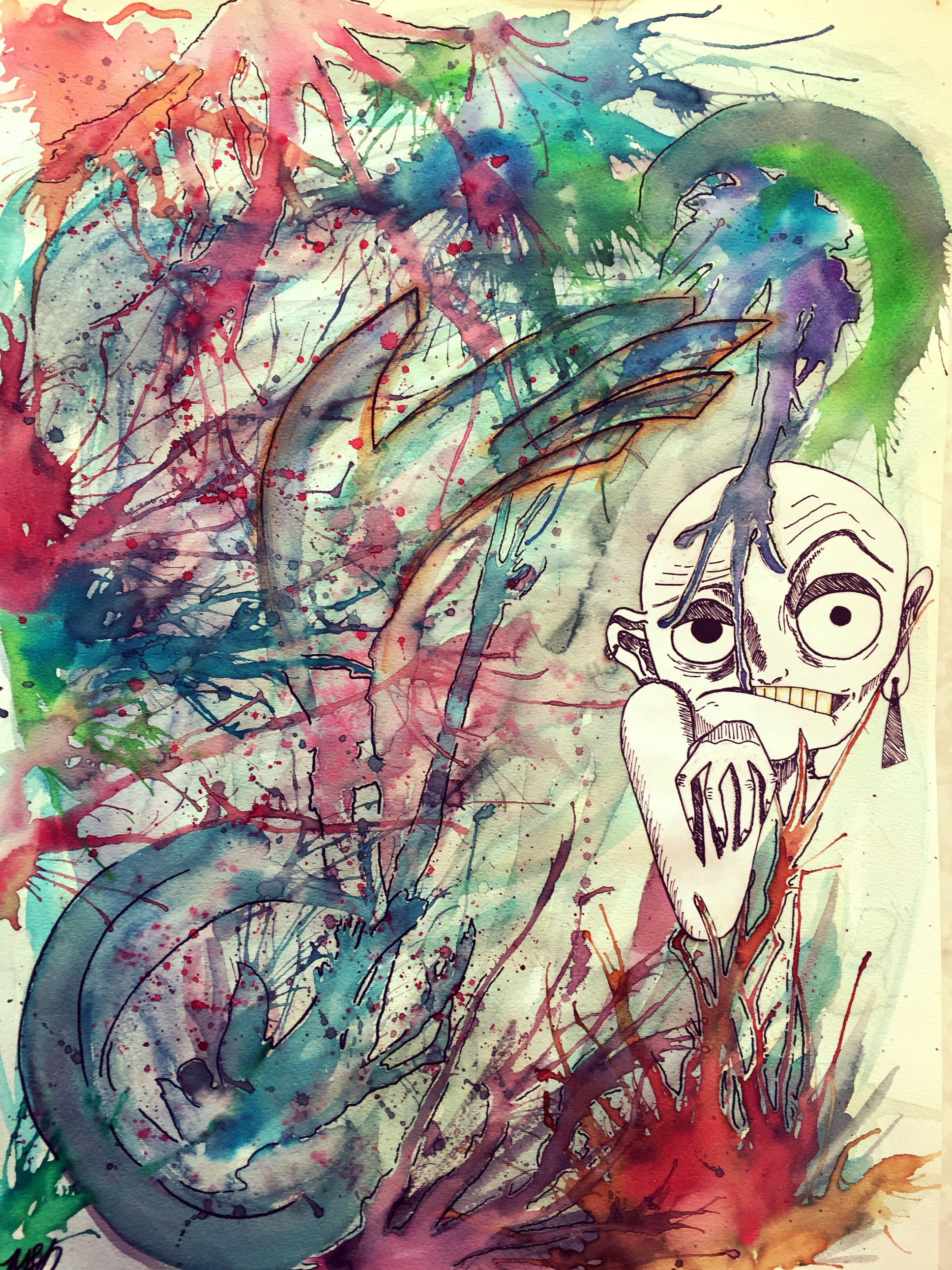 A Cartoon in Watercolor Abstract