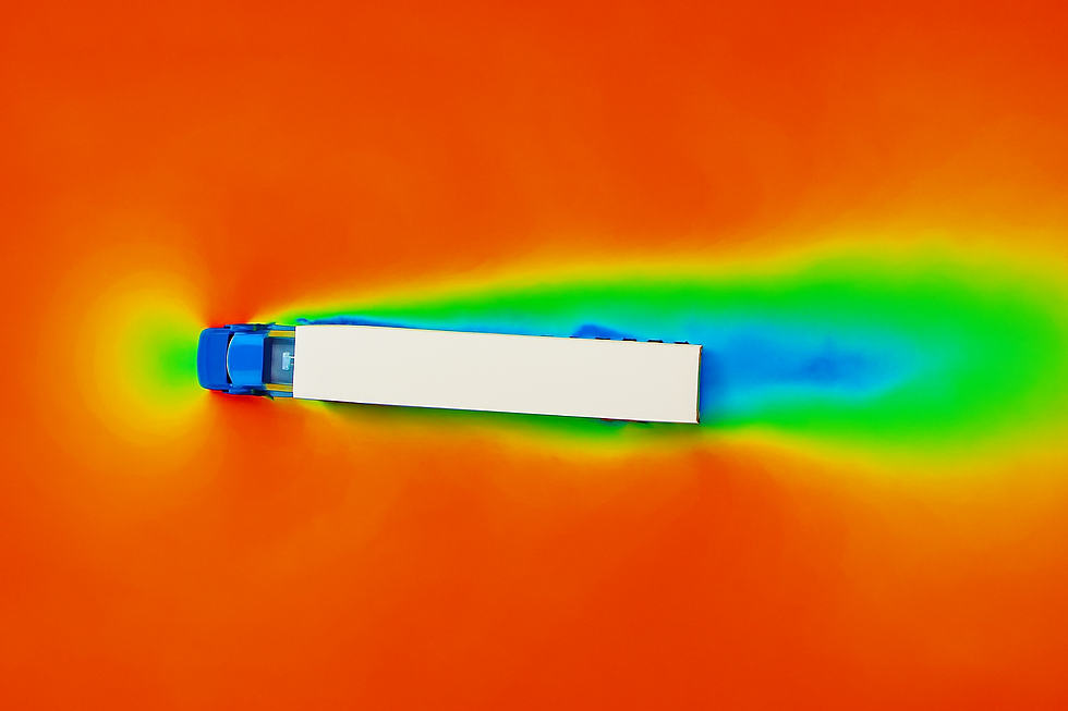 Velocity magnitude showing airflow behavior during deceleration