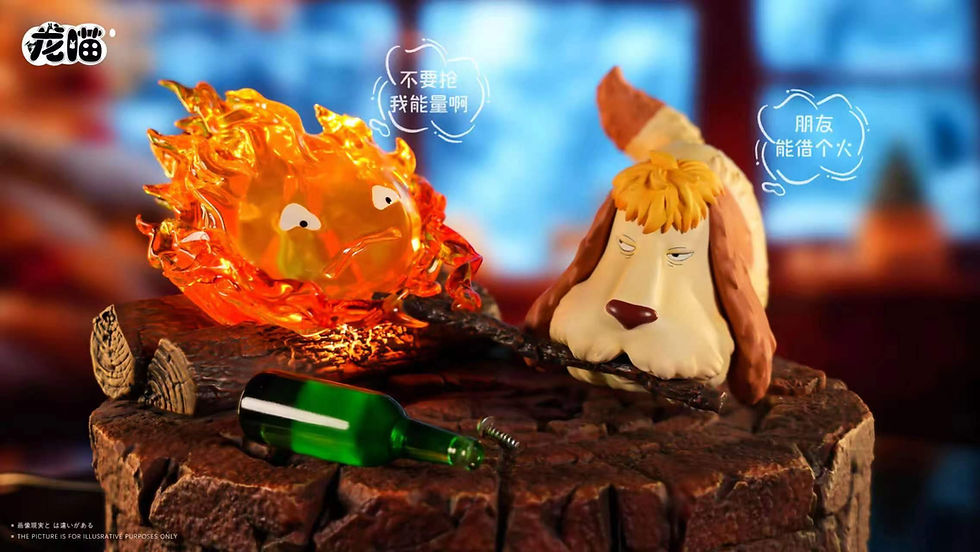 Longmiao Studio - Howl's Moving Castle - Calcifer & Heen GK Resin Statues