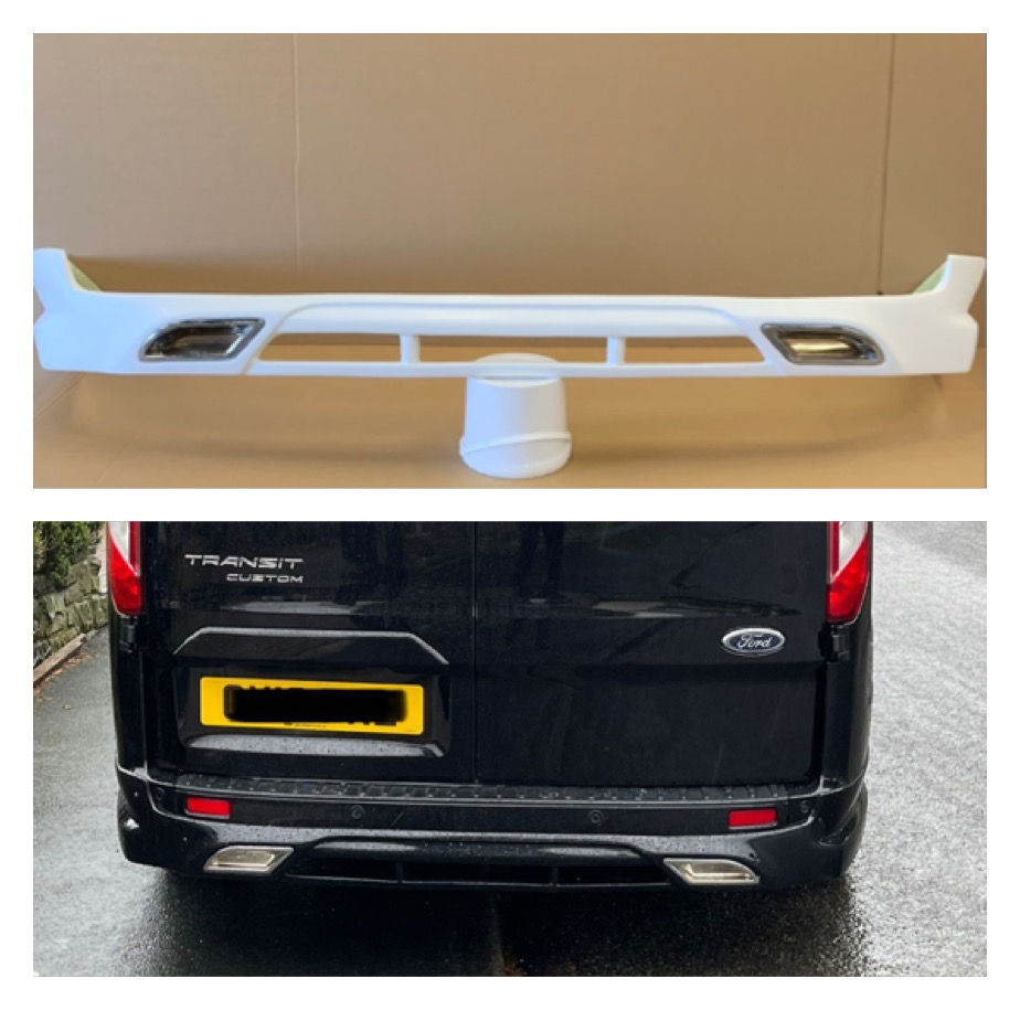Ford Transit Custom V1 Rear Splitter (with exhaust inserts )2013-2023 ...