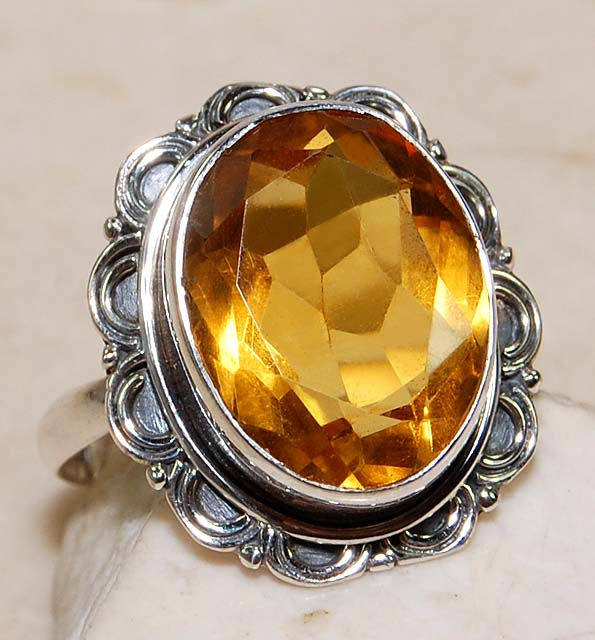 #305 – 10 carat Golden Citrine & 925 Solid Sterling Silver Ring