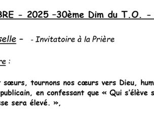 Prière Universelle - 26 octobre