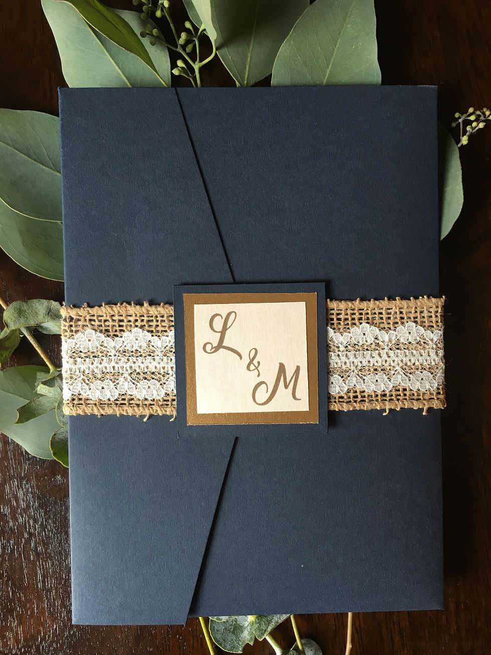 Lace Burlap Pocket Envelope