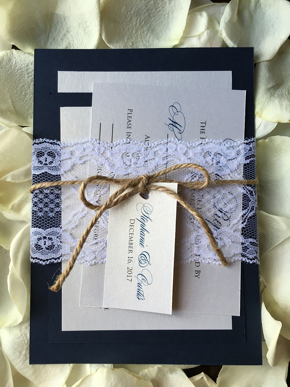 Lace Twine Wrapped Invitation