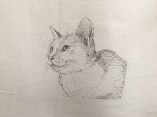 愛猫の似顔絵を使った布製のオリジナルグッズ制作
