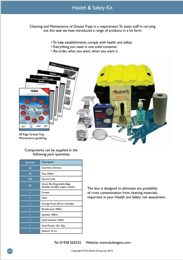 image of health & safety emergency cleaning kit for grease traps