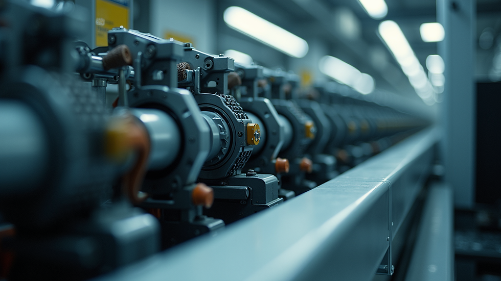 Eye-level view of a modern industrial machine with modular components