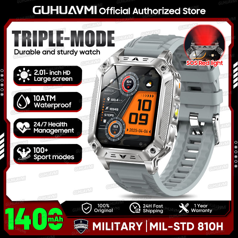 Thumbnail: 2026 Outdoors Durable Men Sports Smart Watch 1400mAh Battery LED Flashlight IP69