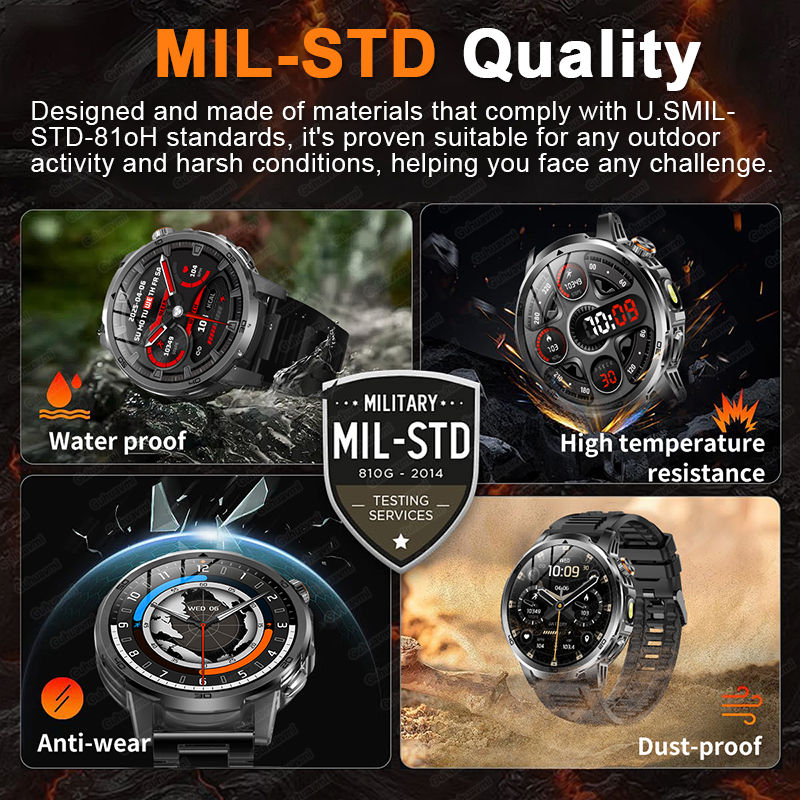 Thumbnail: New Outdoor 1000mAh Large Battery Smart Watches Man Military 5ATM Waterproof Hea