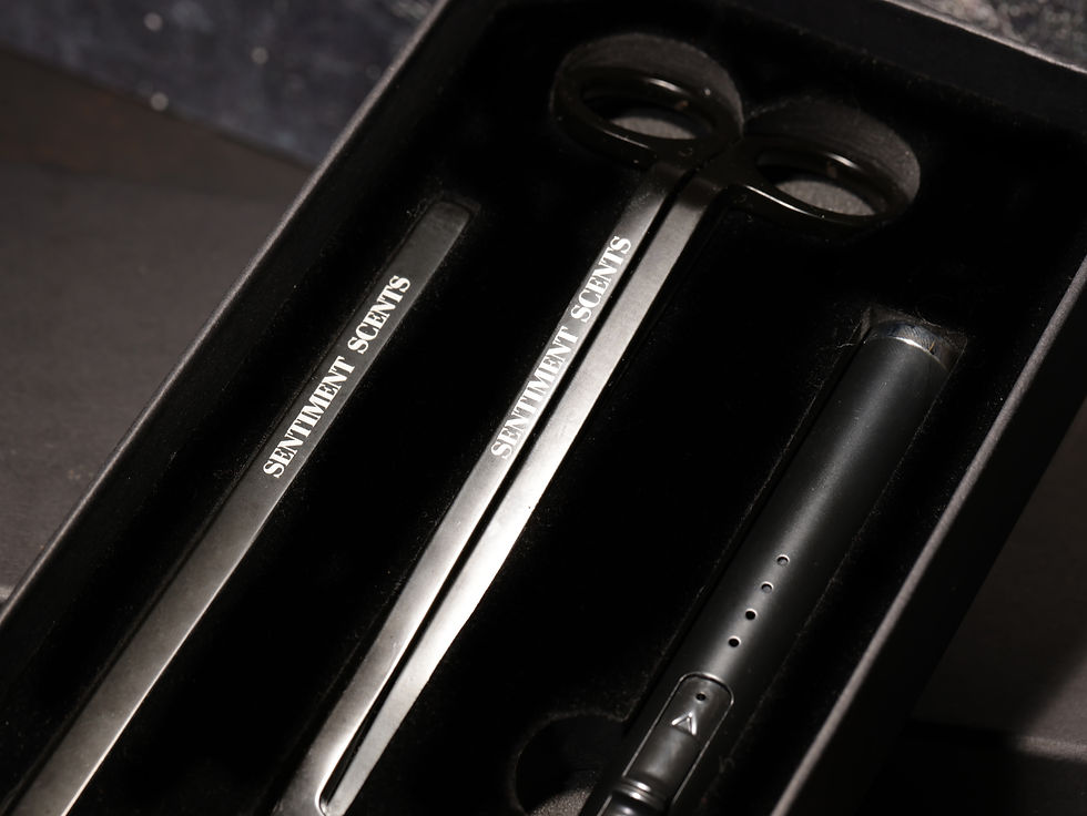 Candle accessory set of clippers, tweezers and snuffer