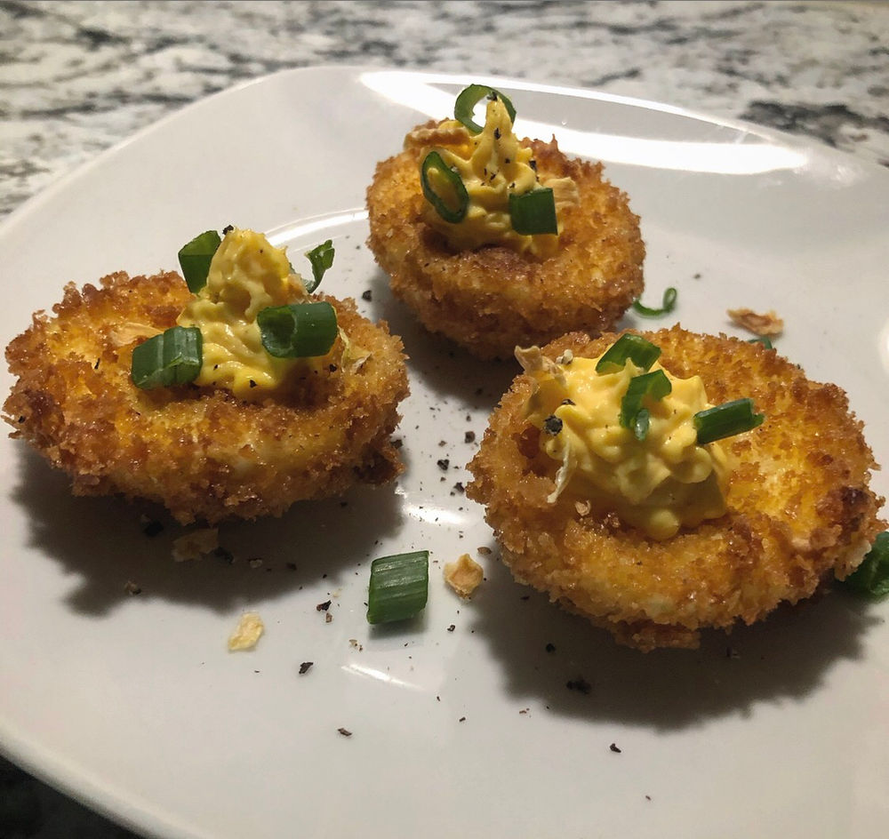 Spicy Mayo Deep Fried Deviled Eggs