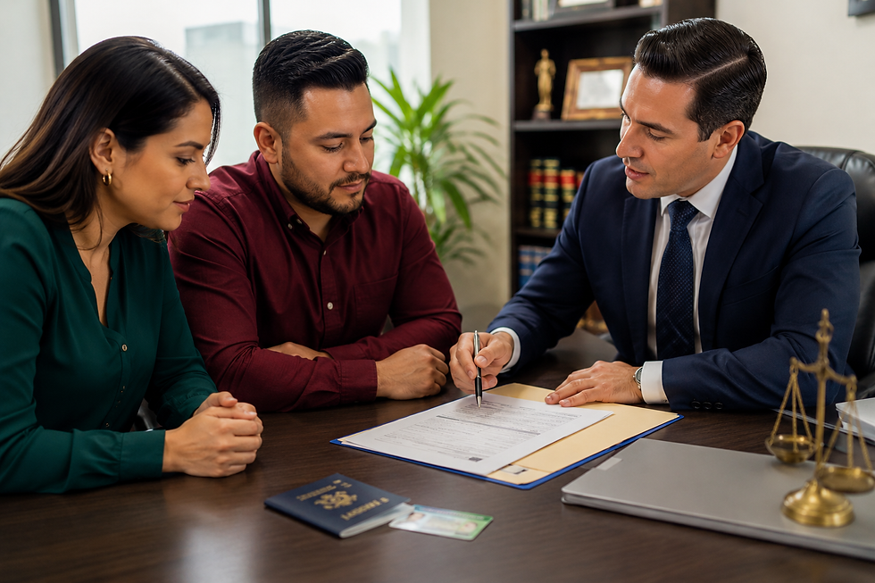 Immigration attorney advising a family on waiver options for obtaining a U.S. visa or lawful permanent residence.