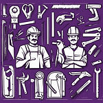 Carpentry team, Purple, black and white