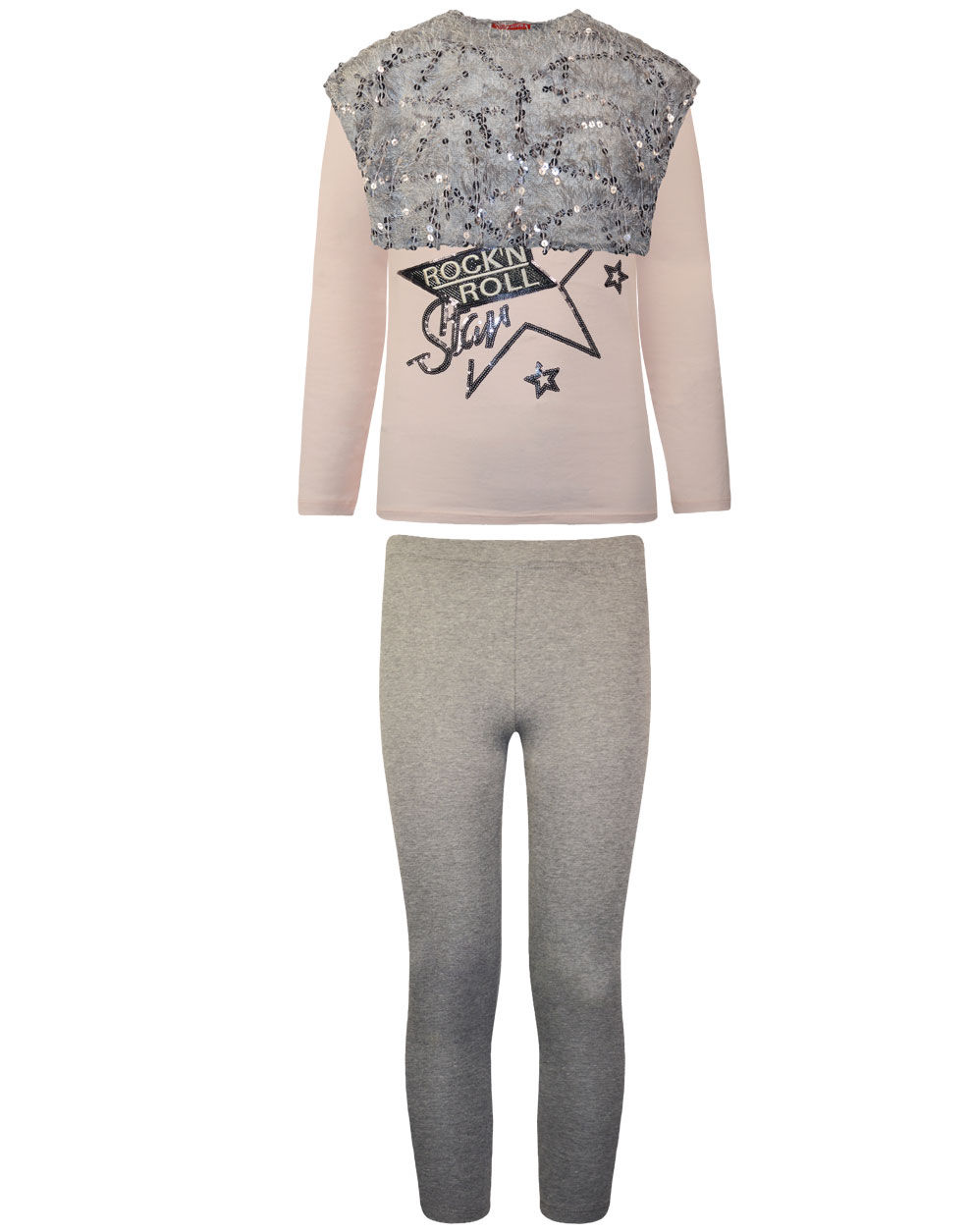 Σετ κολάν μακώ και μπλούζα 2 τμχ, μακώ μακρυμάνικη με παγιέτες και τοπ πλεκτό