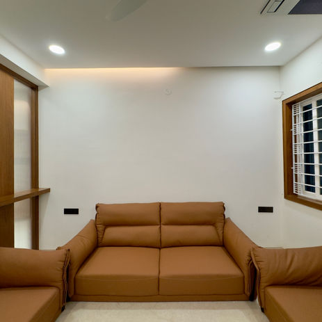 Modern brown leather sofa in The Luxury Flat 2