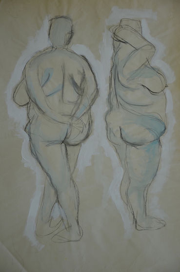 vrouw naakt houding model schilderen schilderij schets acryl