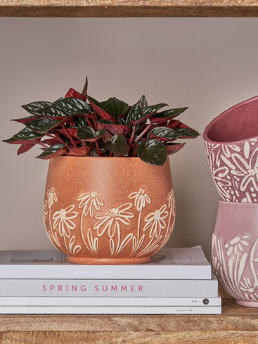 Floral ceramic planter