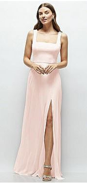 Square Neck Chiffon Maxi Dress with Circle Skirt