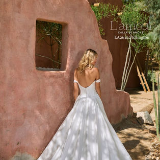 Classic Off the Shoulder A Line Wedding Dress with a Slit and Pockets