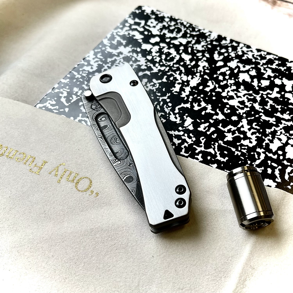 Thumbnail: Medford Knives Chad Nichols Damascus Slim Midi Folding Knife with Combat Bead