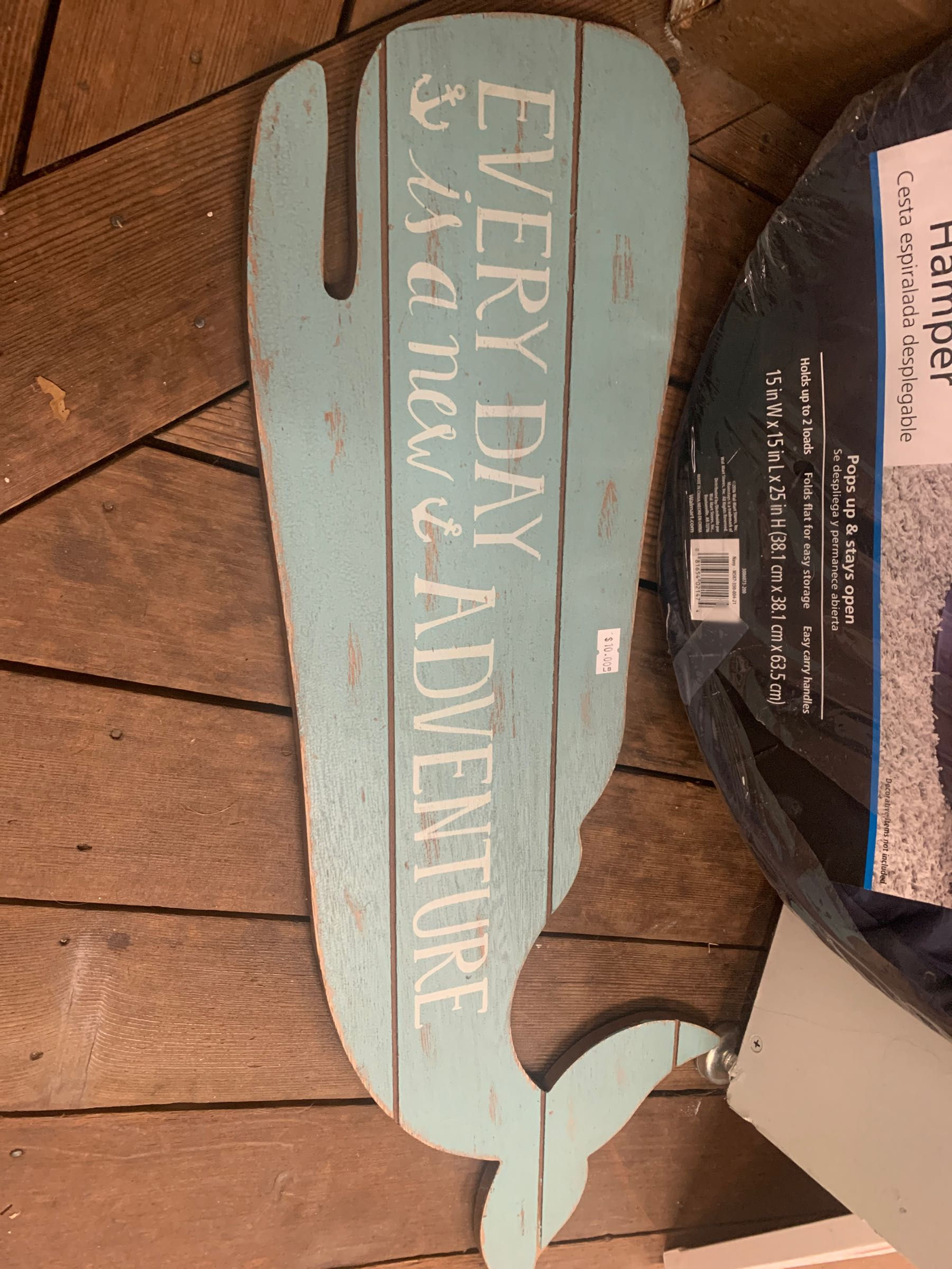 Wooden Blue Whale with Saying