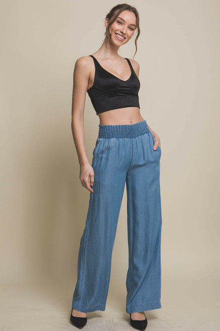 Super Soft Denim Wide Leg Pants