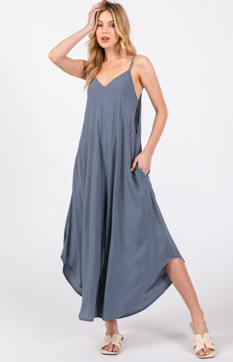 Thumbnail: copy of Woven Cami Jumpsuit w/ Back Self Tie