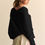 Thumbnail: Black Long Sleeve Crewneck Loose Sweater